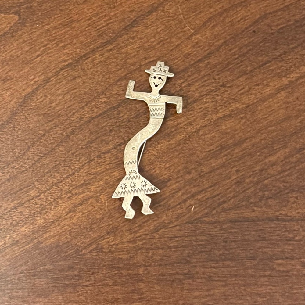 Silver Unlimited Sterling Silver Dancing Figure Brooch Made in Mexico Signed SU